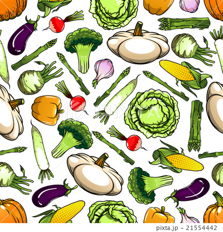 Healthy organic vegetables seamless pattern 21554442