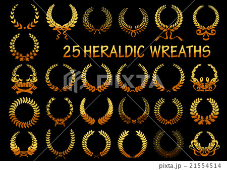 Heraldic golden laurel wreaths icons 21554514