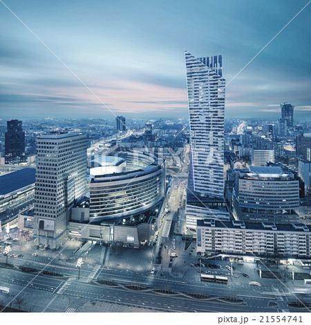 Panorama of modern Warsaw by night Panorama of modern Warsaw by night 21554741