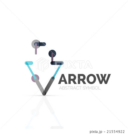 Linear arrow abstract logo, connected multicolored 21554922