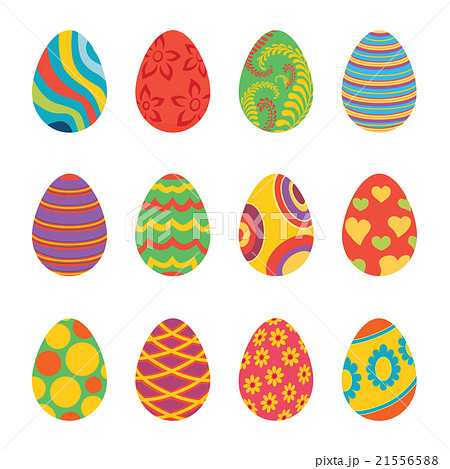 Set Of Easter Eggs Design Flatのイラスト素材 21556588 Pixta