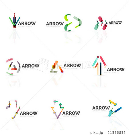 Set of linear arrow abstract logos, connected 21556855