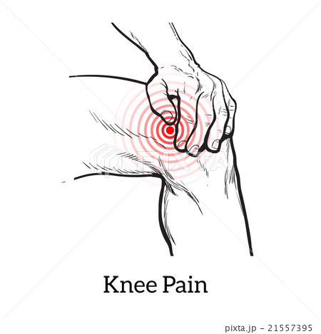 Illustration of knee pain. Hands holding leg Illustration of knee pain. Hands holding leg 21557395