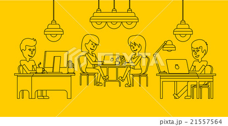 People Work in Office Design Flat 21557564