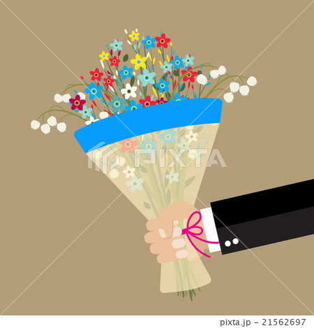 cartoon businessman hand holding bouquet  flowers 21562697