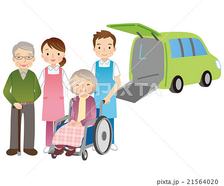 高齢者 介護車両 ヘルパーのイラスト素材