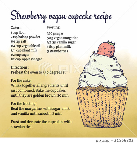 Hand-made vegan cupcake recipe card template with Hand-made vegan cupcake recipe card template with 21566802