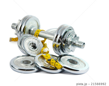 dumbbell with a measuring tape dumbbell with a measuring tape 21566992