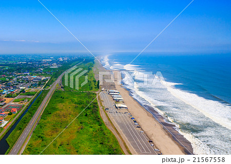 一松海岸城之内海水浴場を空撮の写真素材 21567558 Pixta