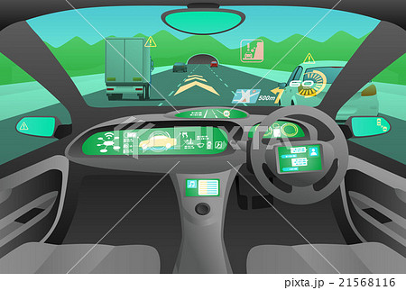 ヘッドアップディスプレイ Hud 右ハンドル イメージイラストのイラスト素材