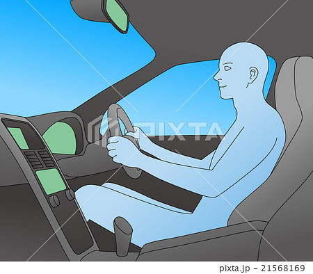 自動車の運転席とドライバー 右ハンドル ベクターイラストのイラスト素材