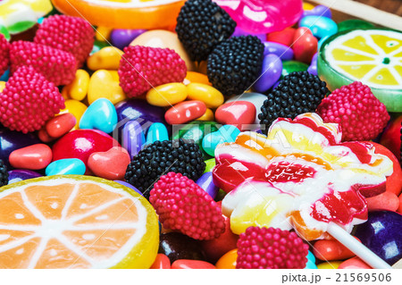 multicolored lollipops, candy and chewing gum multicolored lollipops, candy and chewing gum 21569506