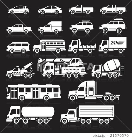 Cars icons white color set. Vector illustration. 21570570