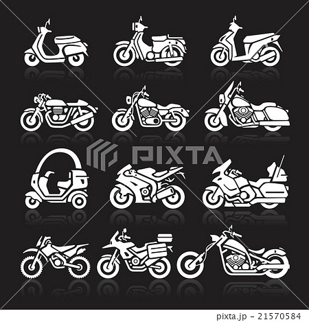 Motorcycle Icons set. Vector Illustration.のイラスト素材 [21570584