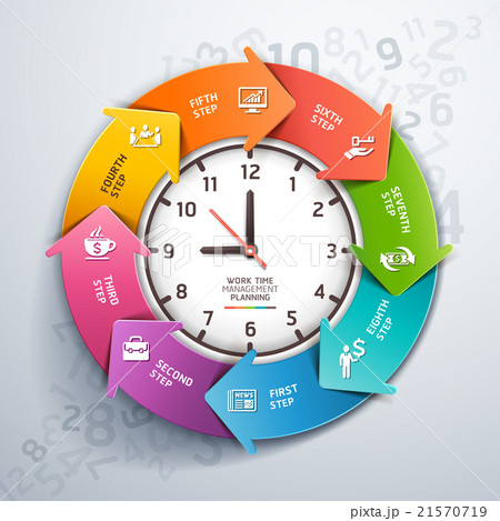Arrow work time management infographics template 21570719