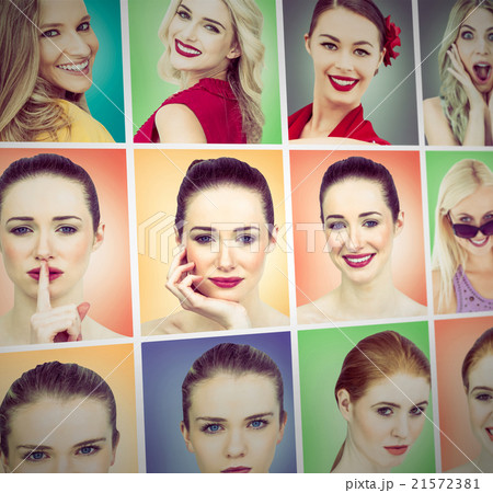 Composite image of composite image of smiling blonde natural beauty 21572381