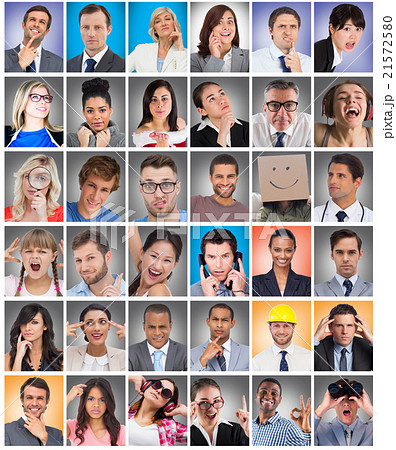 Composite image of composite image of suprised businessman looking through binoculars 21572580