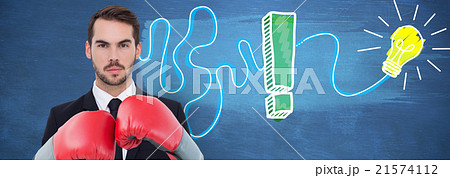 Composite image of businessman with boxing gloves Composite image of businessman with boxing gloves 21574112