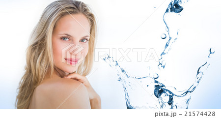 Composite image of water bubbling on white surface 21574428
