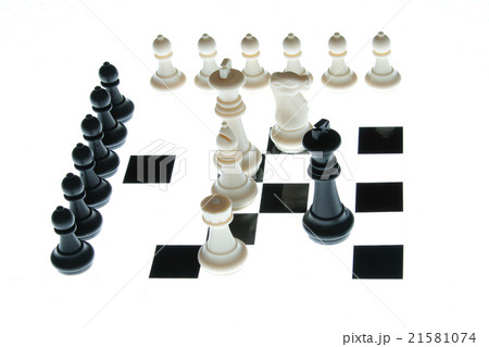 .chess pieces on the board on a white background .chess pieces on the board on a white background 21581074
