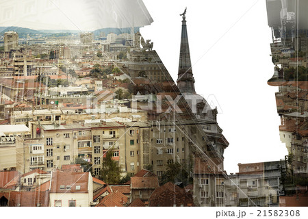 Belgrade landmarks. Double exposure concept 21582308
