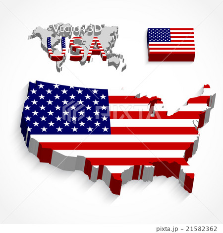 United States of America 3D ( map and flag )  21582362