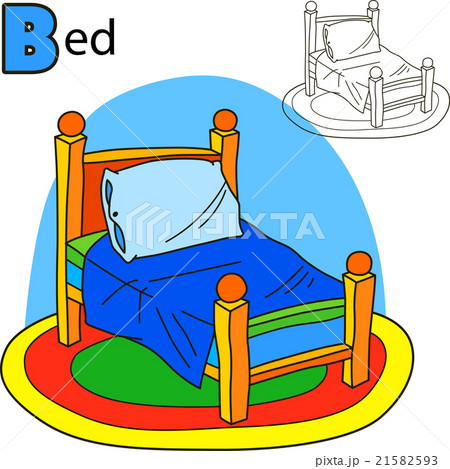 Bed. Coloring book page. Cartoon vector 21582593