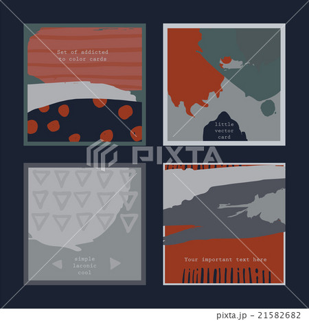 Set of square cards, handdrawn, decorated with ink Set of square cards, handdrawn, decorated with ink 21582682