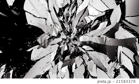 Shattered glass on black with motion blur Shattered glass on black with motion blur 21583379