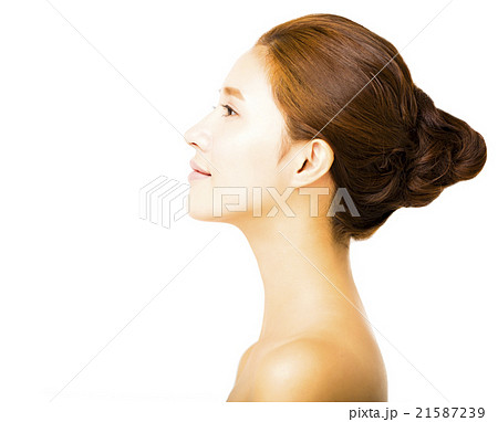 side view young smiling  woman with clean face 21587239