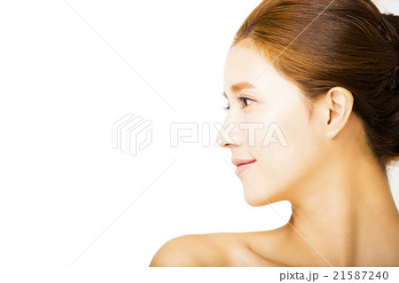 side view young smiling woman with clean face side view young smiling woman with clean face 21587240
