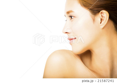 side view young smiling woman with clean face side view young smiling woman with clean face 21587241