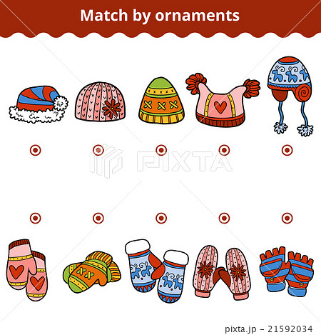 Matching Game Match The Mitten And Hatsのイラスト素材