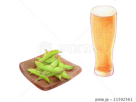 枝豆とビールのイラスト素材