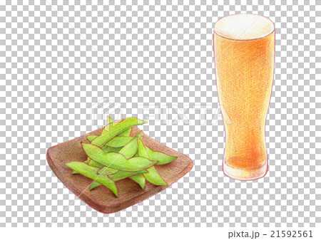 枝豆とビールのイラスト素材