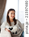 Portrait of young beautiful girl wearing funny 21597480