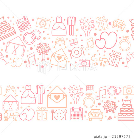 Seamless vector pattern borders of wedding icons. Seamless vector pattern borders of wedding icons. 21597572