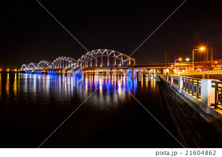 Railway bridge at night 21604862