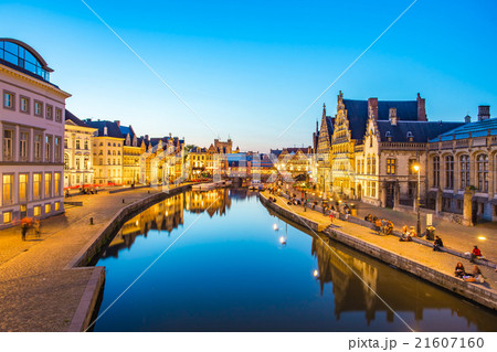 Night at Ghent canal in Belgium 21607160