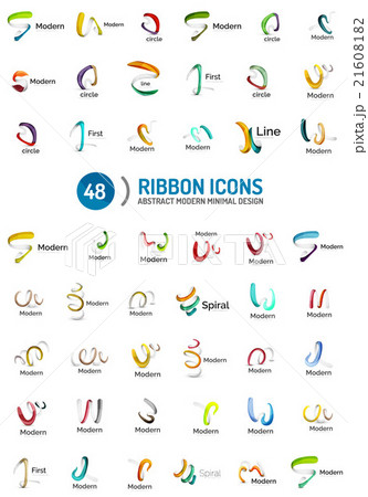 Vector line ribbon logo set Vector line ribbon logo set 21608182
