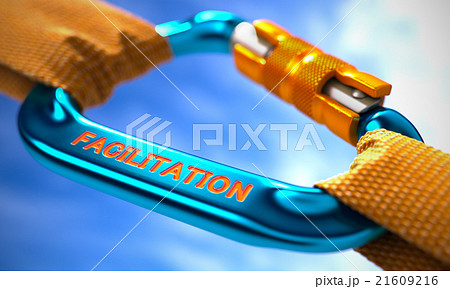 Facilitation on Blue Carabine with a Orange Ropes. 21609216