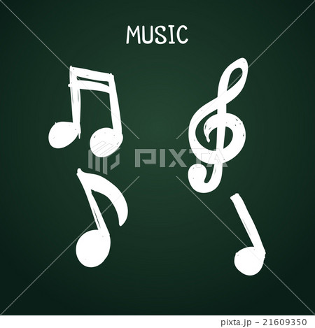 Vector Set of doodle music notes on chalkboard 21609350