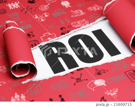 Finance concept: black text ROI under the piece of Finance concept: black text ROI under the piece of 21609715
