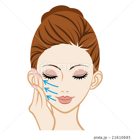 タッチ スキンケア 女性 顔アップのイラスト素材