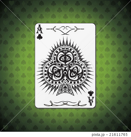 Ace of clubs poker card green background 21611765