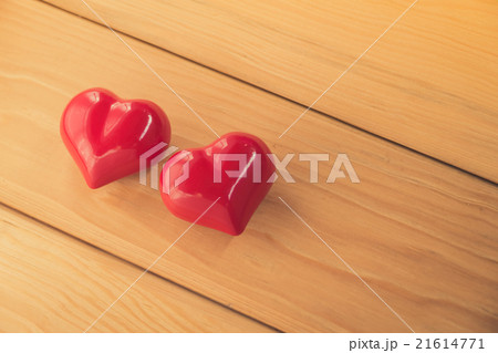 red heart on rustic wood with copy space 21614771