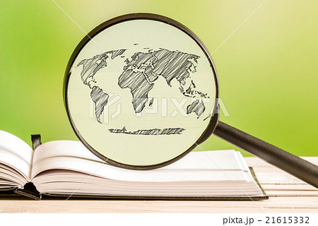 Global world information with a pencil drawing 21615332