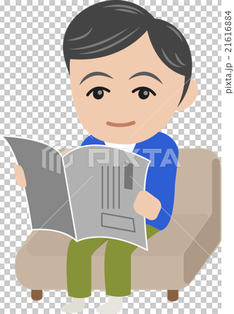 新聞を読む人 新聞を読む人 21616884