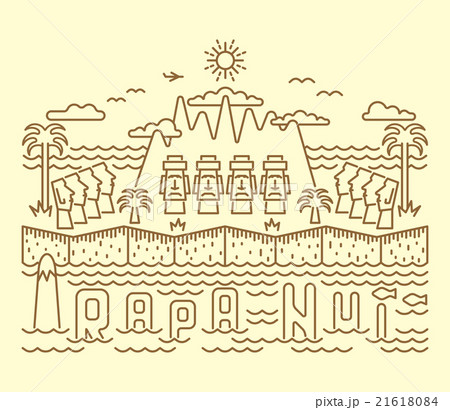 Flat style Cartoon Easter Island landscape Flat style Cartoon Easter Island landscape 21618084