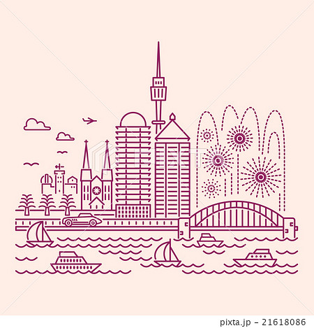 Modern city skyline waterfront view 21618086